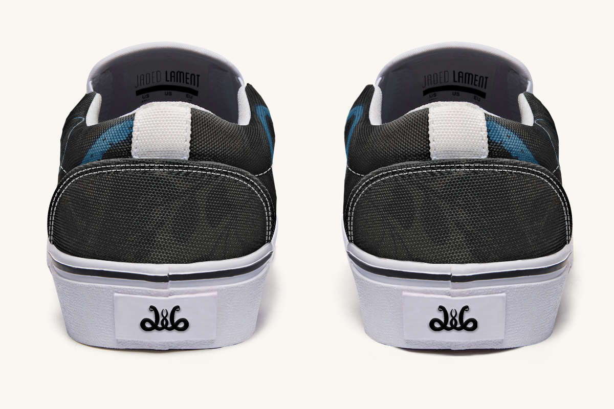 Blue Snake Black Slip On Shoes - Jaded Lament
