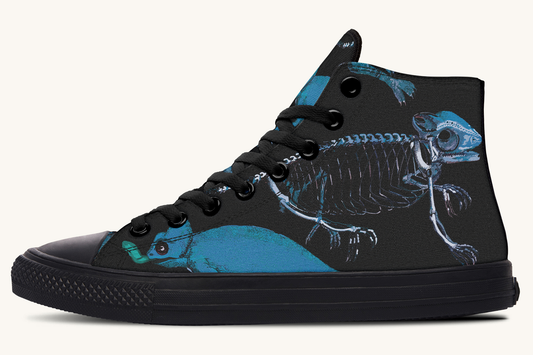 Reptilianin Bloom Black Blue Hightops - Jaded Lament