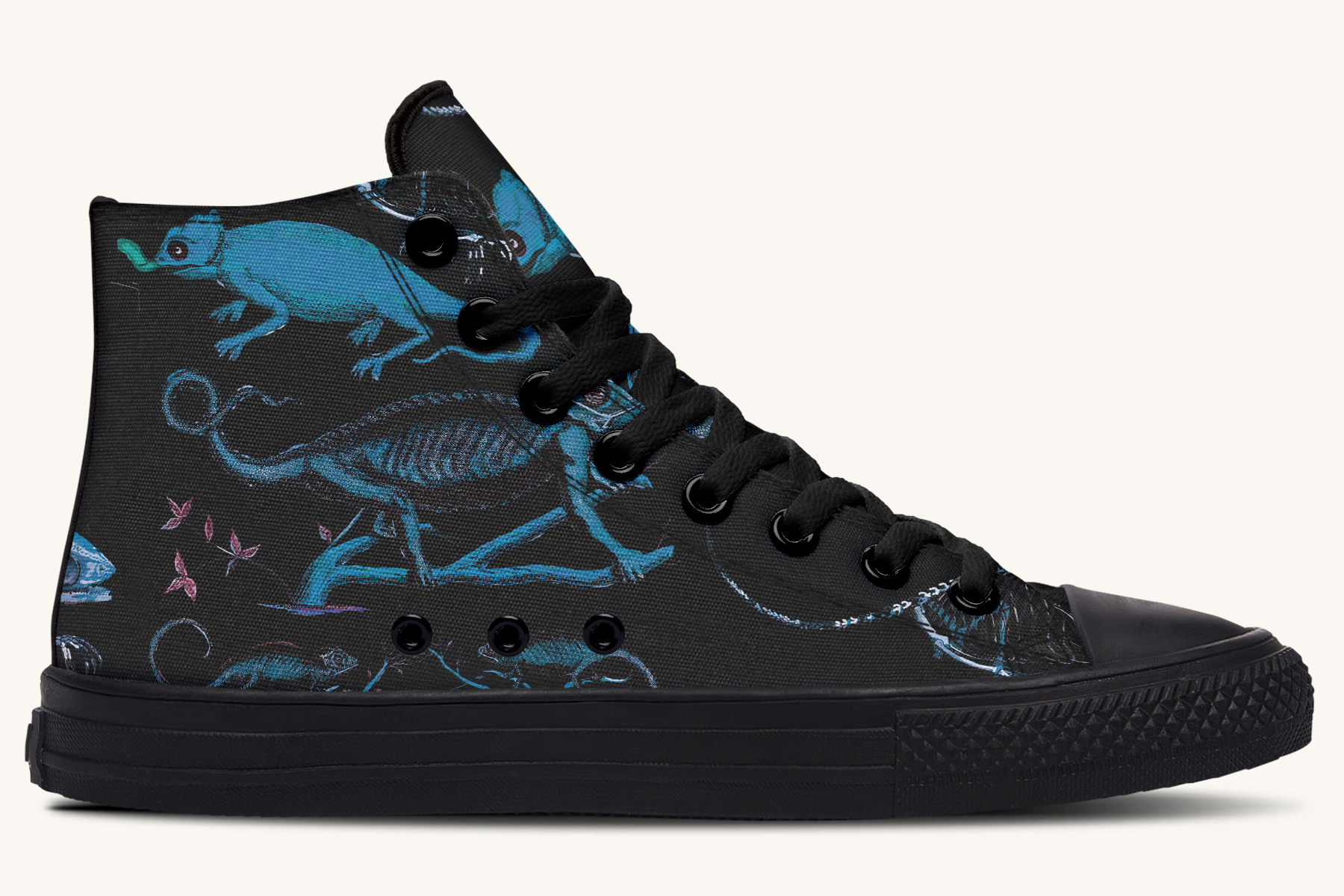 Reptilianin Bloom Black Blue Hightops - Jaded Lament