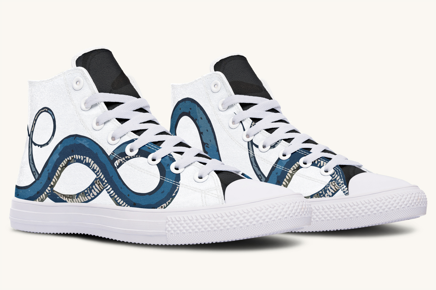 Blue Snake White Hightops - Jaded Lament
