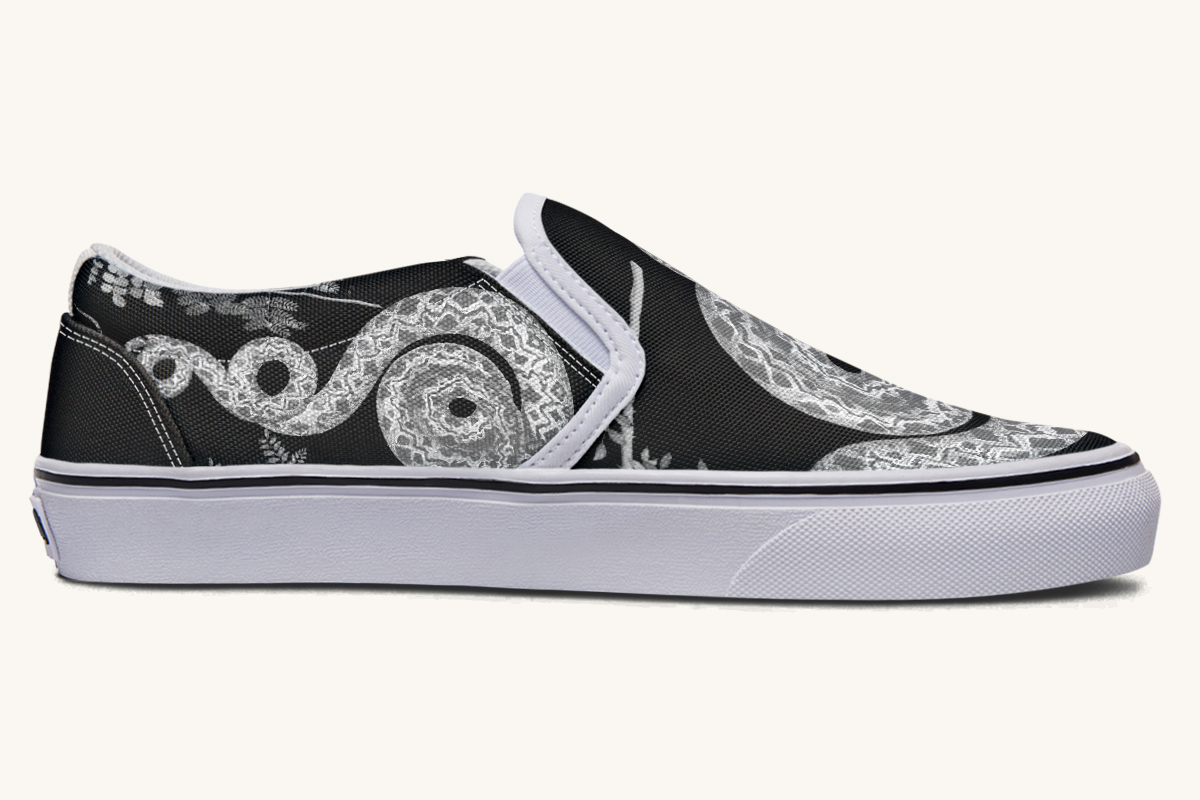 Serpentin Bloom Grey Slip On Shoes - Jaded Lament