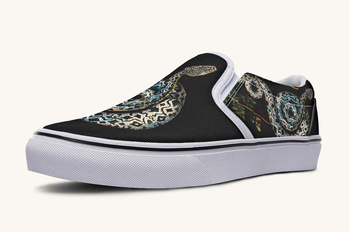 Serpentin Bloom Black Slip On Shoes - Jaded Lament