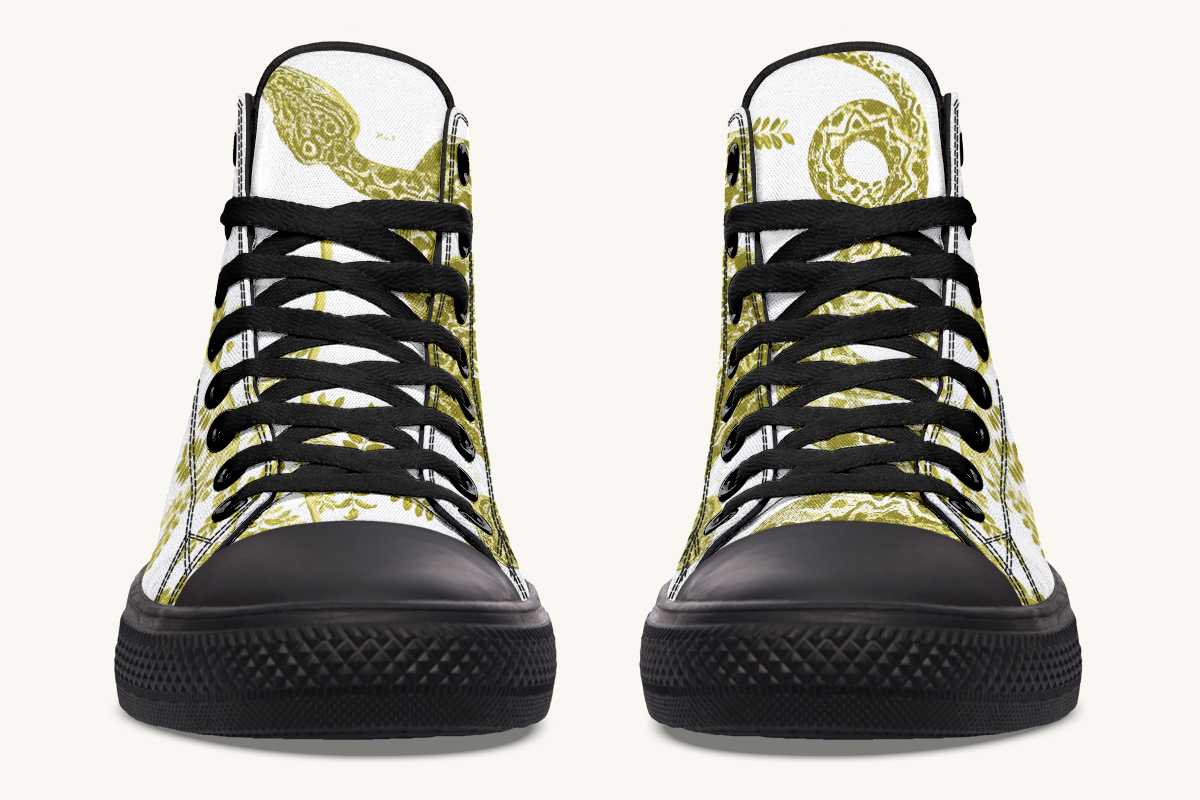 Serpentin Bloom White Yellow Green Hightops - Jaded Lament