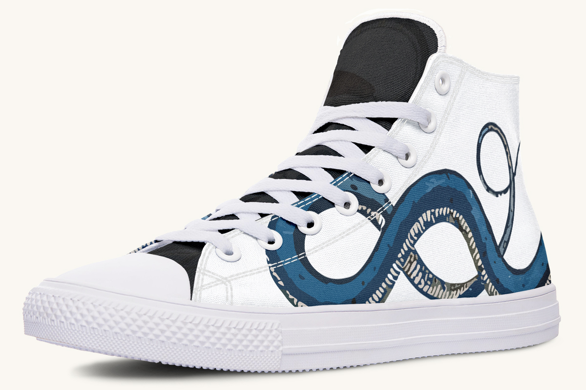 Blue Snake White Hightops - Jaded Lament