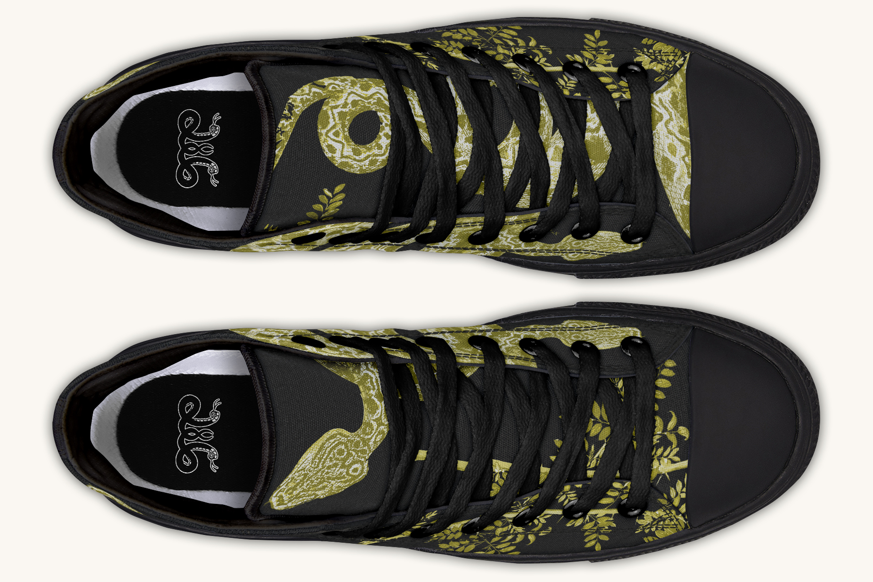 Serpentin Bloom Black Yellow Green Hightops - Jaded Lament
