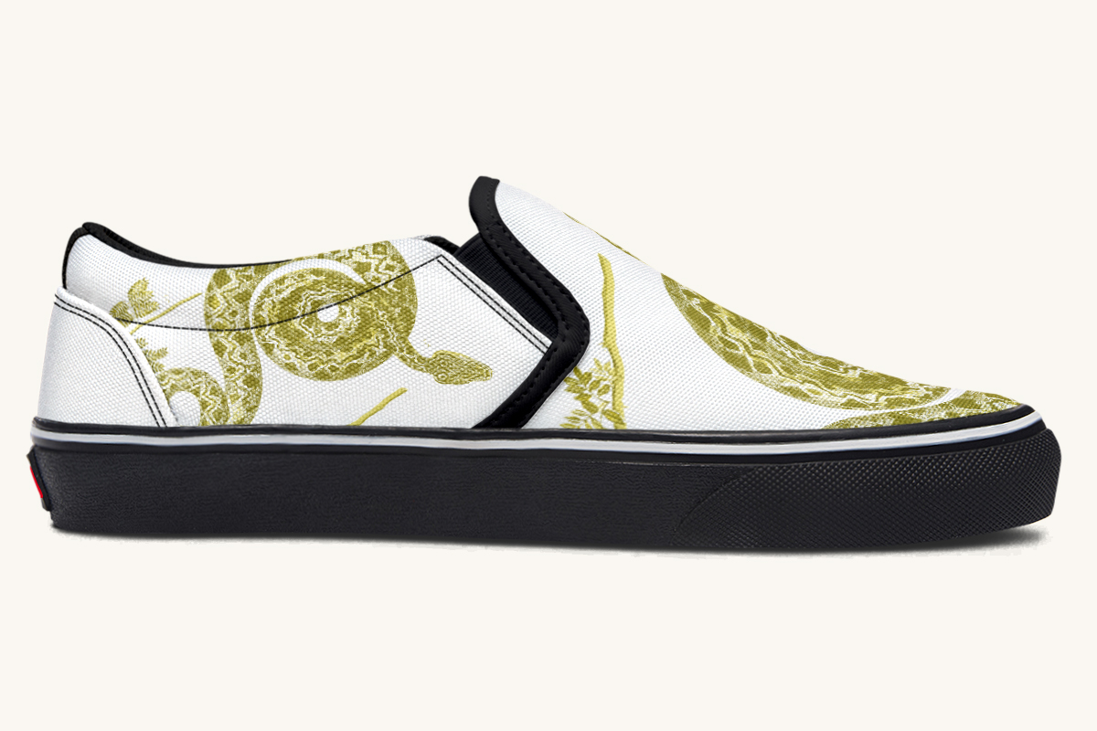 Serpentin Bloom Gold White Slip On Shoes - Jaded Lament