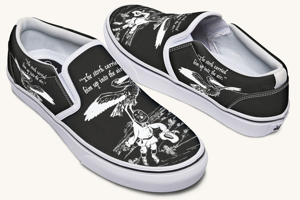 Wizard of Oz Stork And Scarecrow Slip On Shoes - Jaded Lament