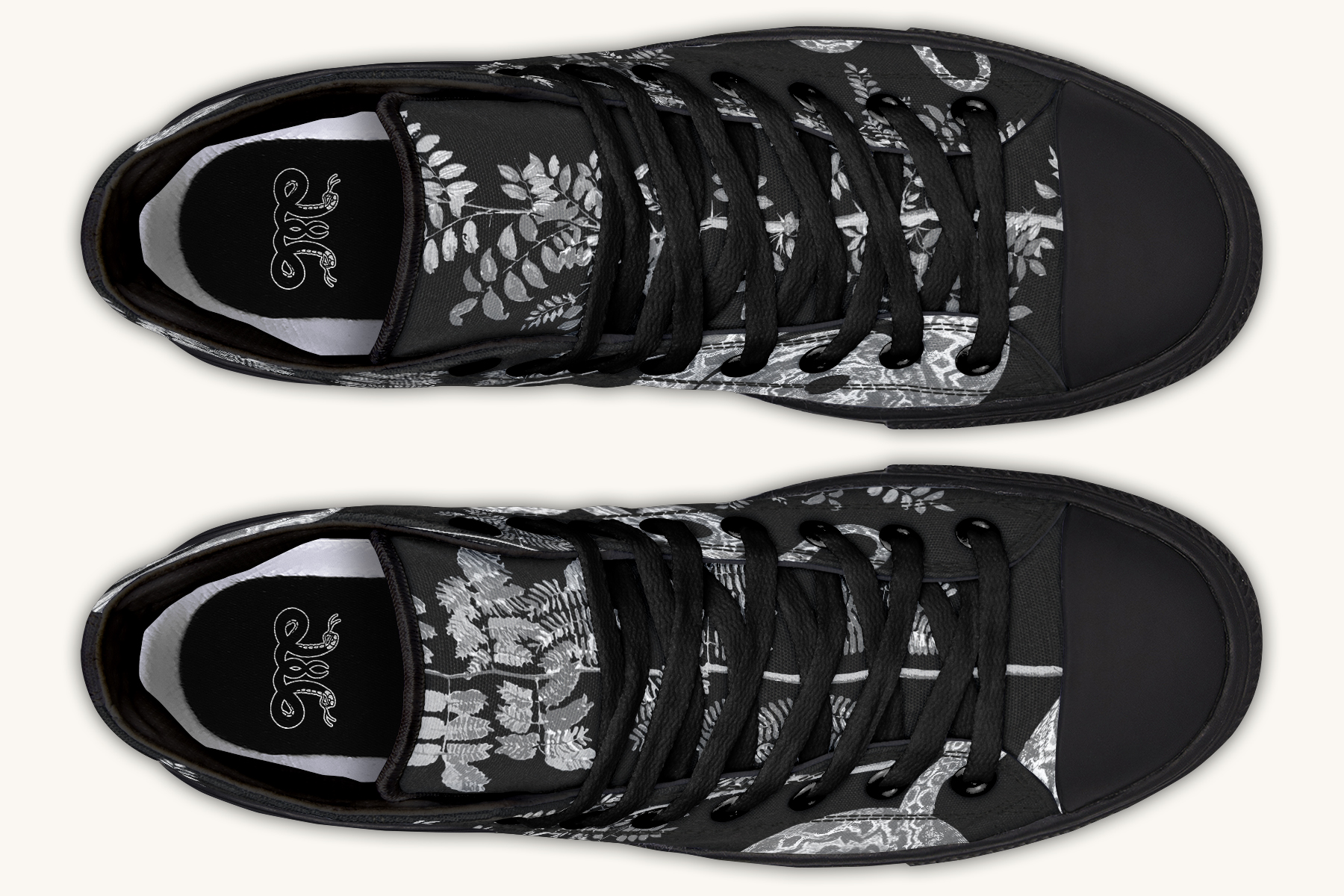 Serpentin Bloom Black And White Hightops - Jaded Lament