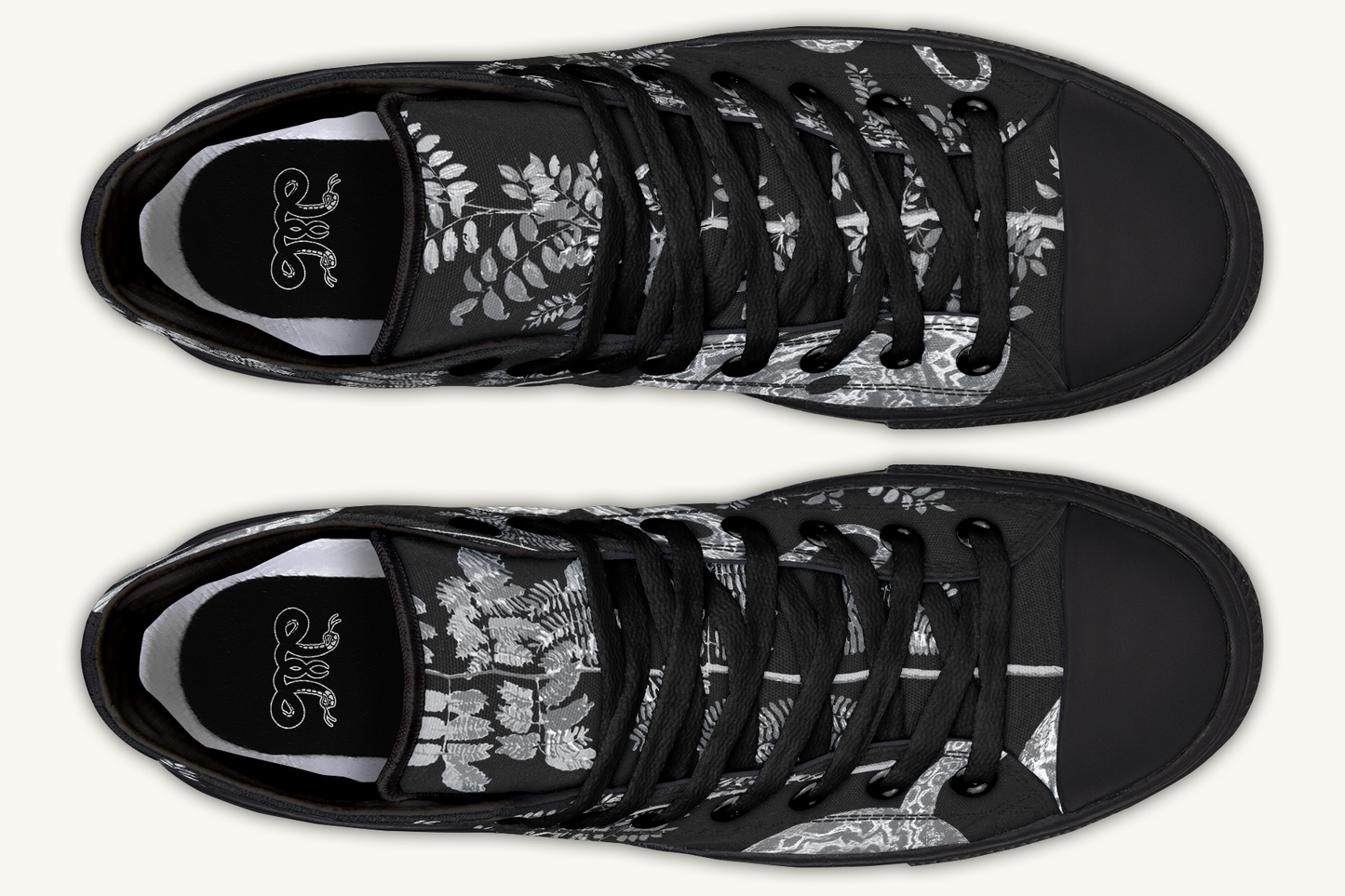 Serpentin Bloom Black And White Hightops - Jaded Lament