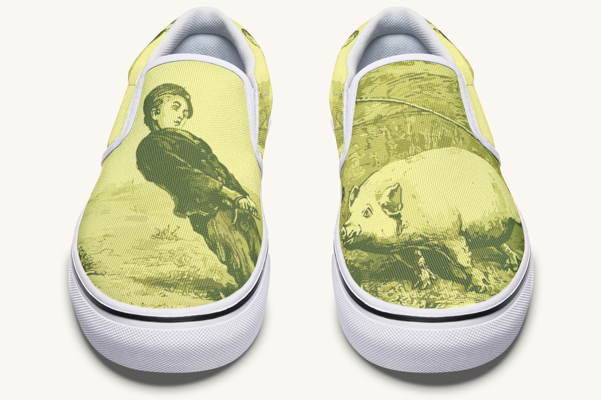 A Pig And His Boy Slip On Shoes - Jaded Lament