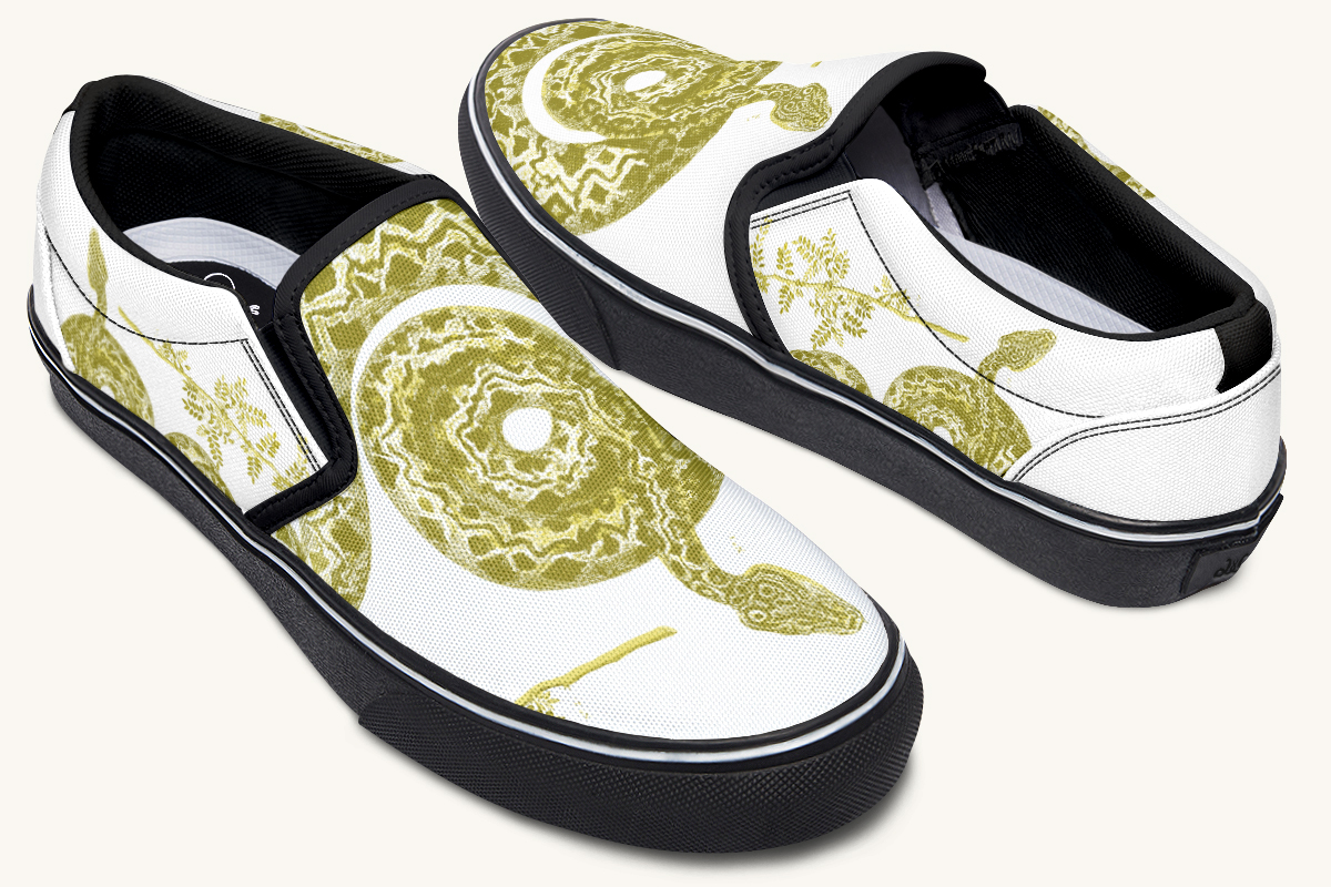 Serpentin Bloom Gold White Slip On Shoes - Jaded Lament