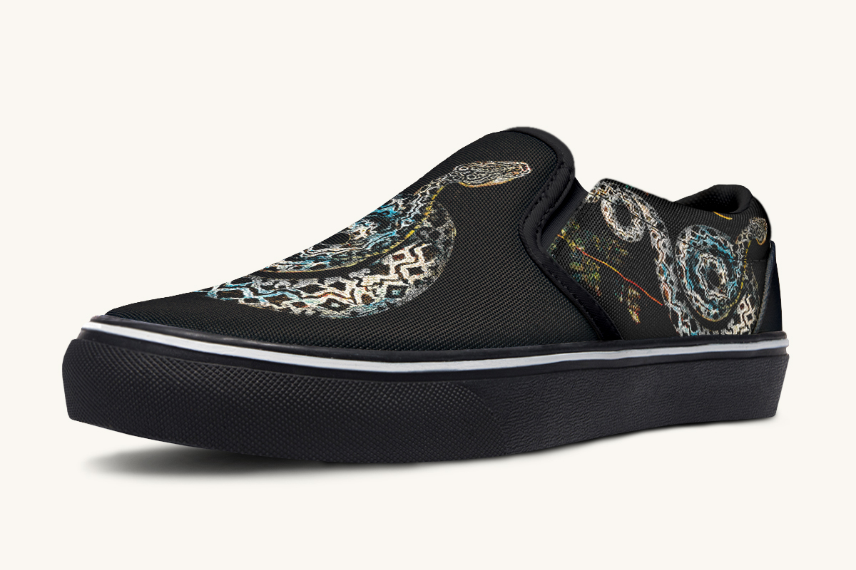 Serpentin Bloom Black Slip On Shoes - Jaded Lament