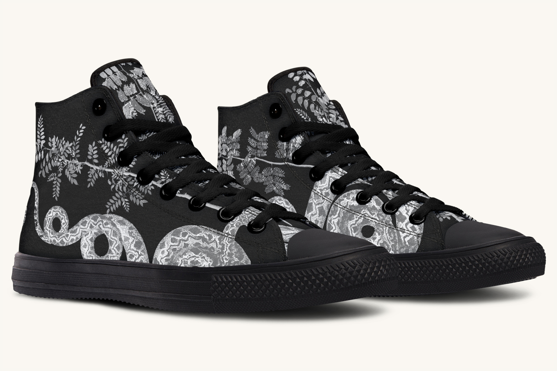 Serpentin Bloom Black And White Hightops - Jaded Lament