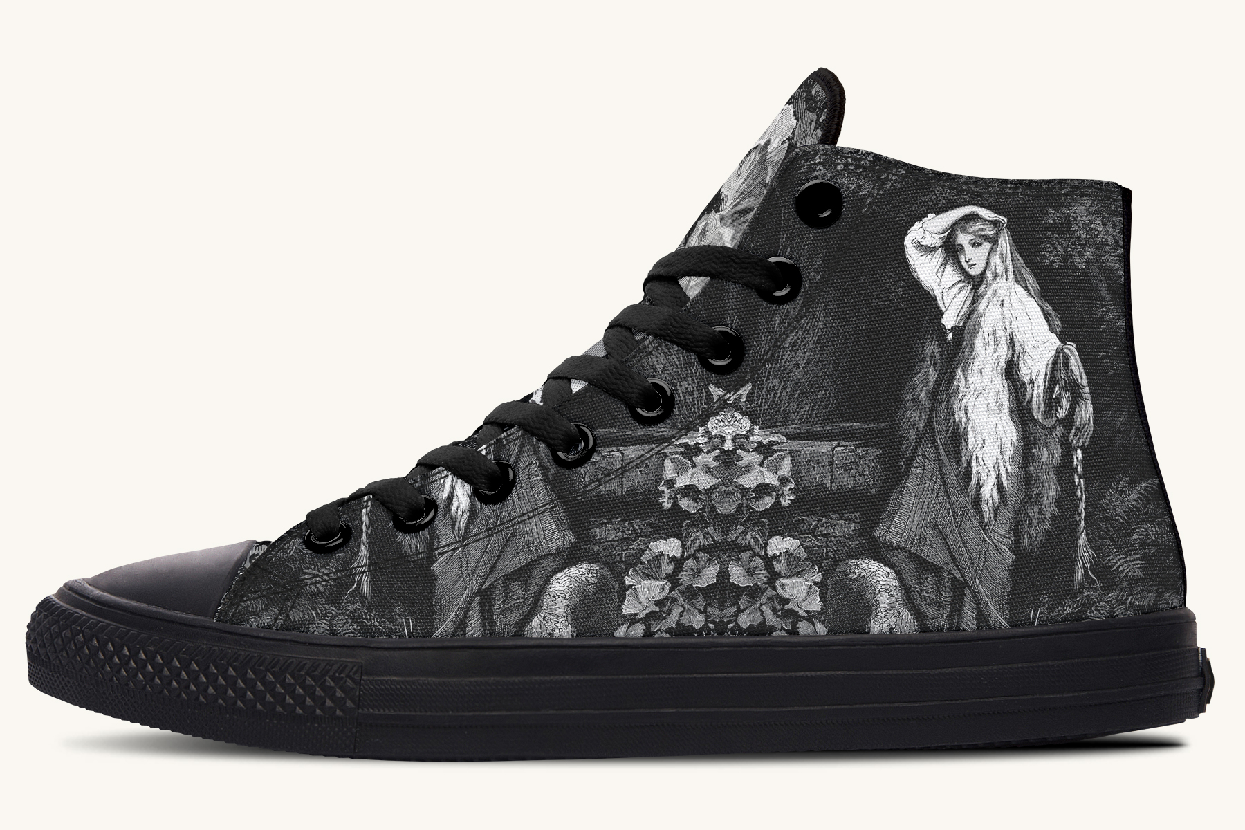 She Watched the Bones Sink Black Hightops