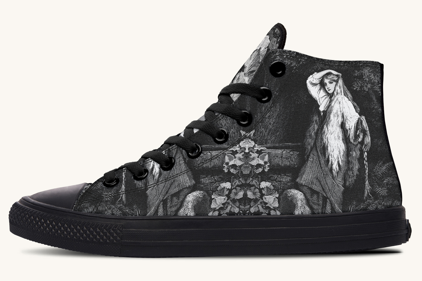 She Watched the Bones Sink Black Hightops - Jaded Lament