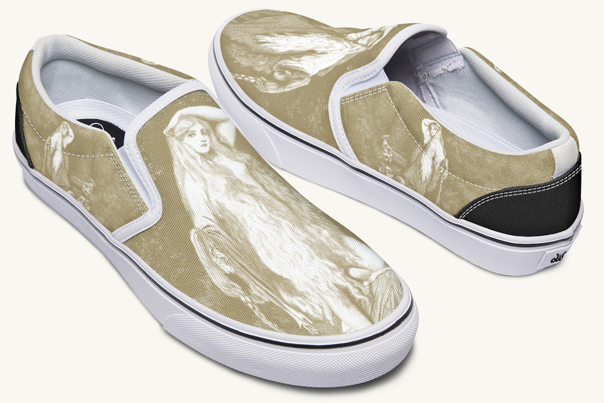 She Watched The Bones Sink Yellow Slip On Shoes - Jaded Lament