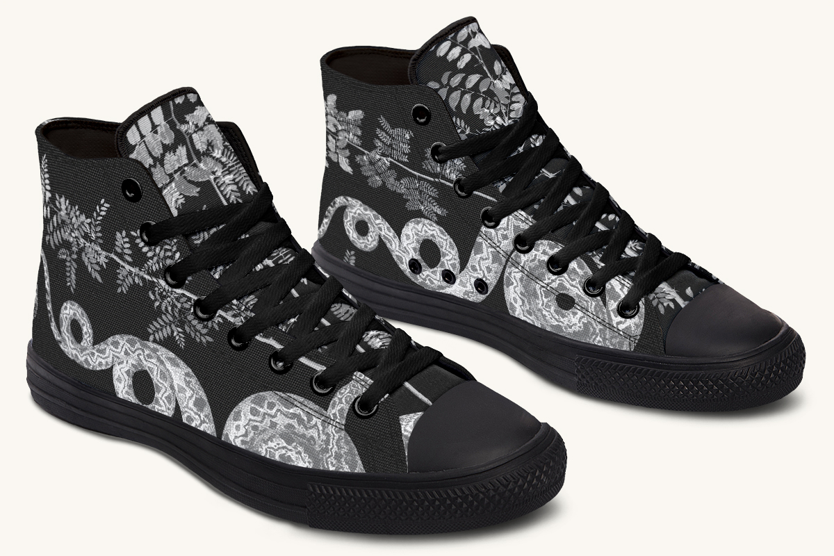 Serpentin Bloom Black And White Hightops - Jaded Lament