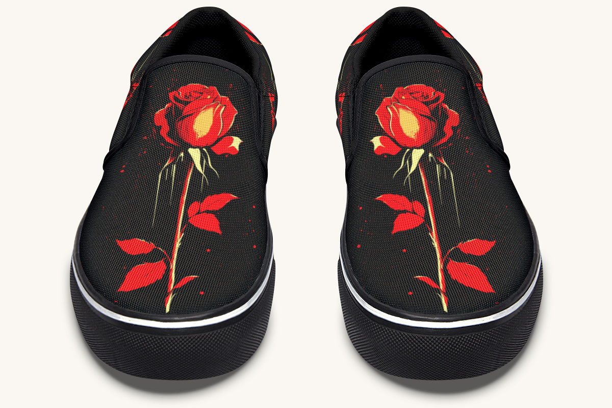 Bleeding Rose Slip On Shoes - Jaded Lament