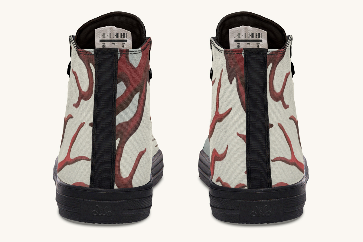 A Bloodroot Coral Sea Hightops - Jaded Lament