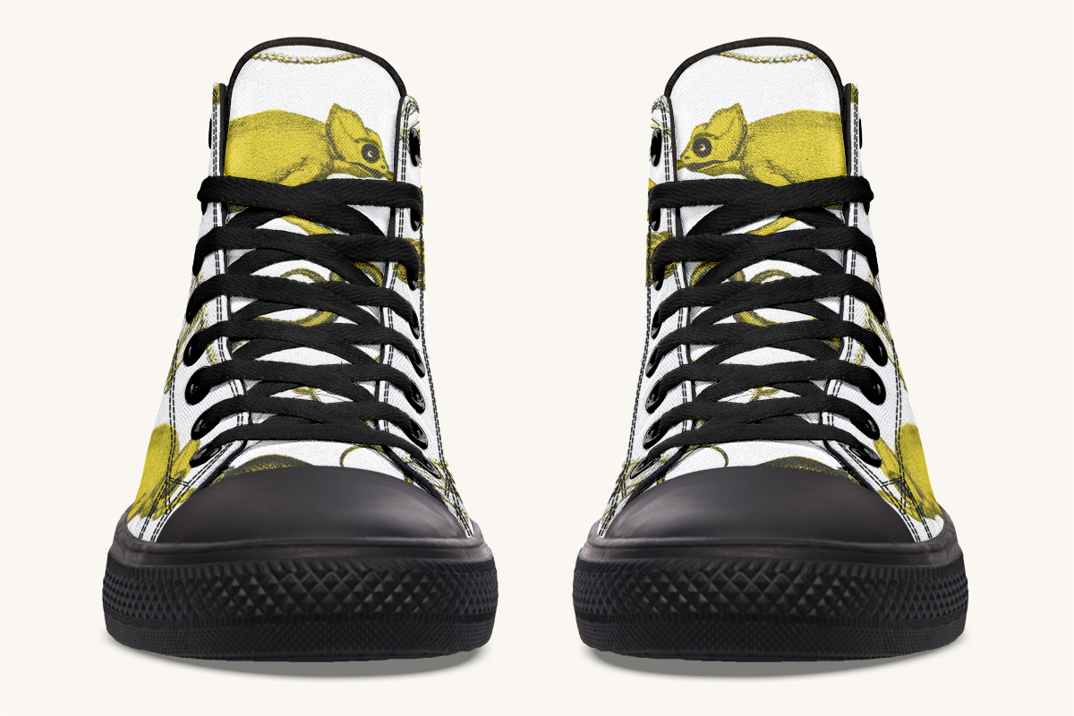 Reptilian in Bloom White Yellow Hightops - Jaded Lament