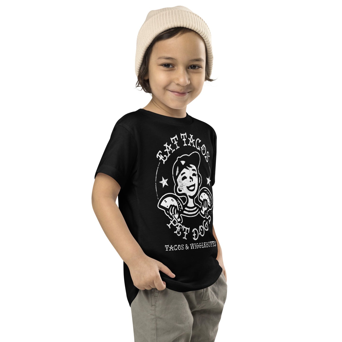 Premium  Eat Tacos Pet Dogs Toddler Short Sleeve Tee