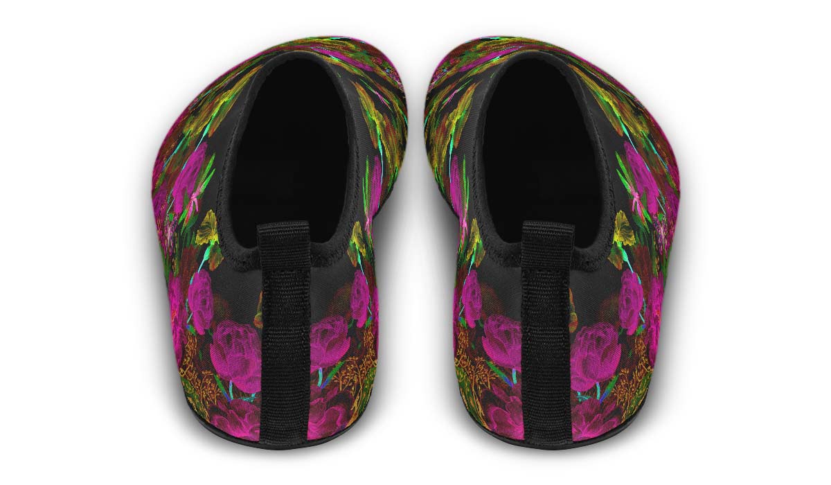 Flowers And Dragonfly Black