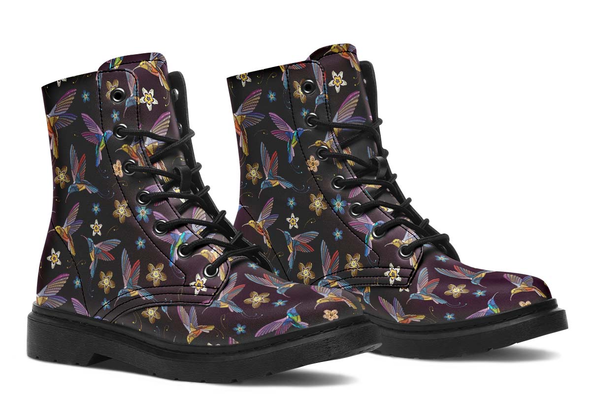 Embroidery Hummingbirds Boots