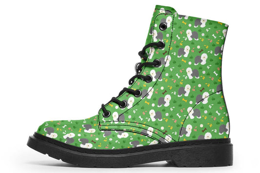 Playful Old English Sheepdog Boots