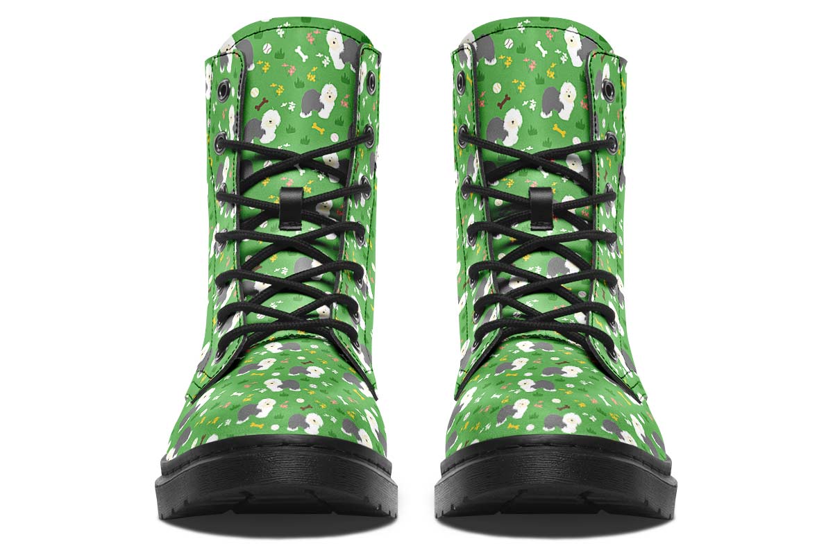 Playful Old English Sheepdog Boots