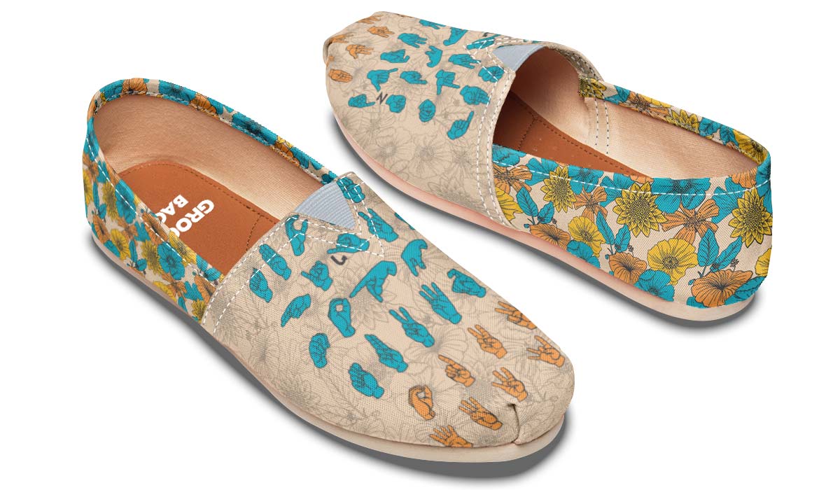 Floral A S L Alphabet Casual Shoes