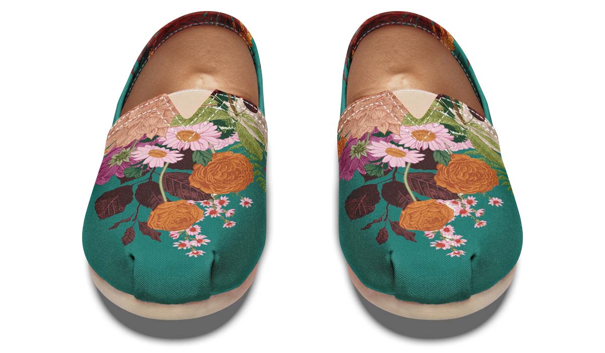 Floral Arrangement Blue Casual Shoes