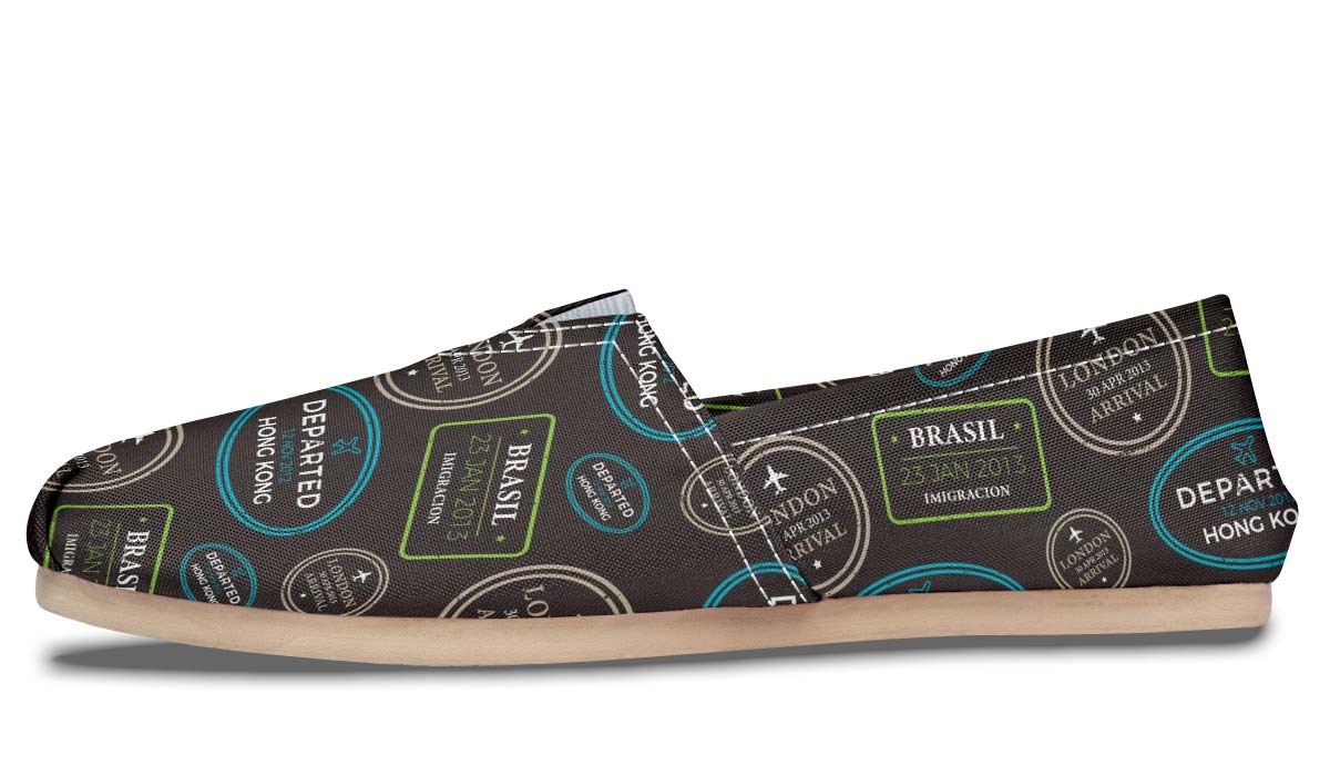 Passport Stamps Pattern Casual Shoes