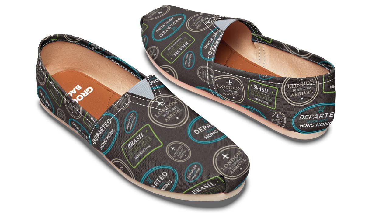Passport Stamps Pattern Casual Shoes