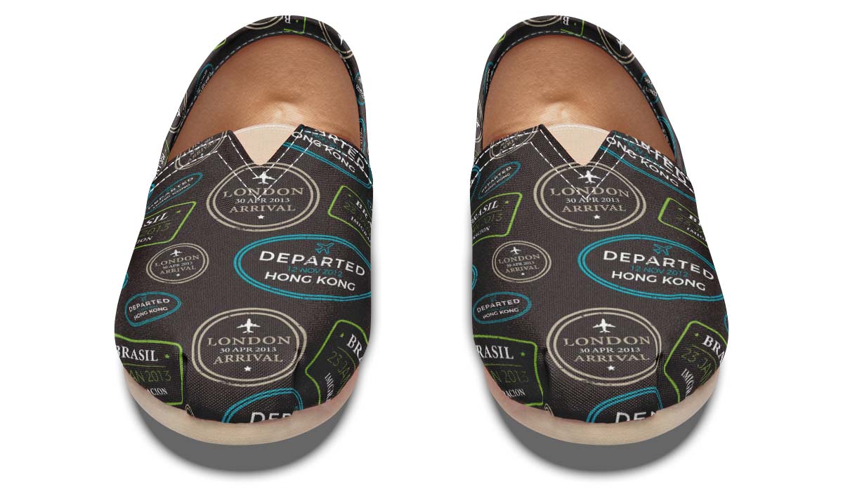 Passport Stamps Pattern Casual Shoes