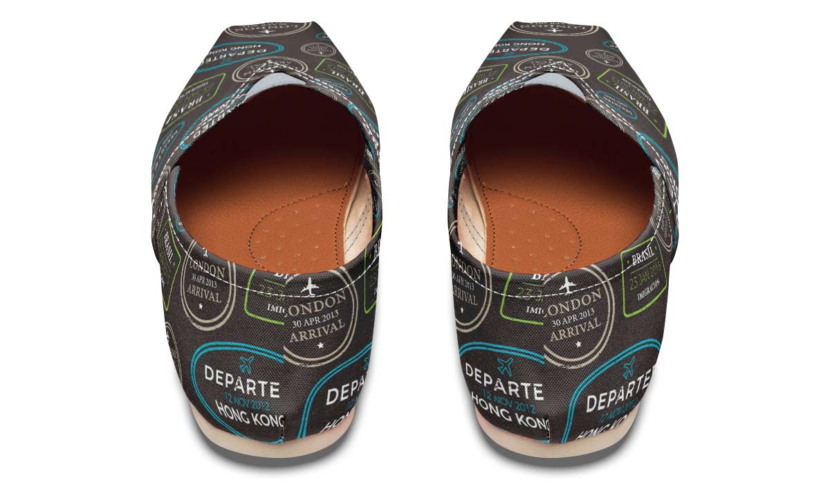 Passport Stamps Pattern Casual Shoes