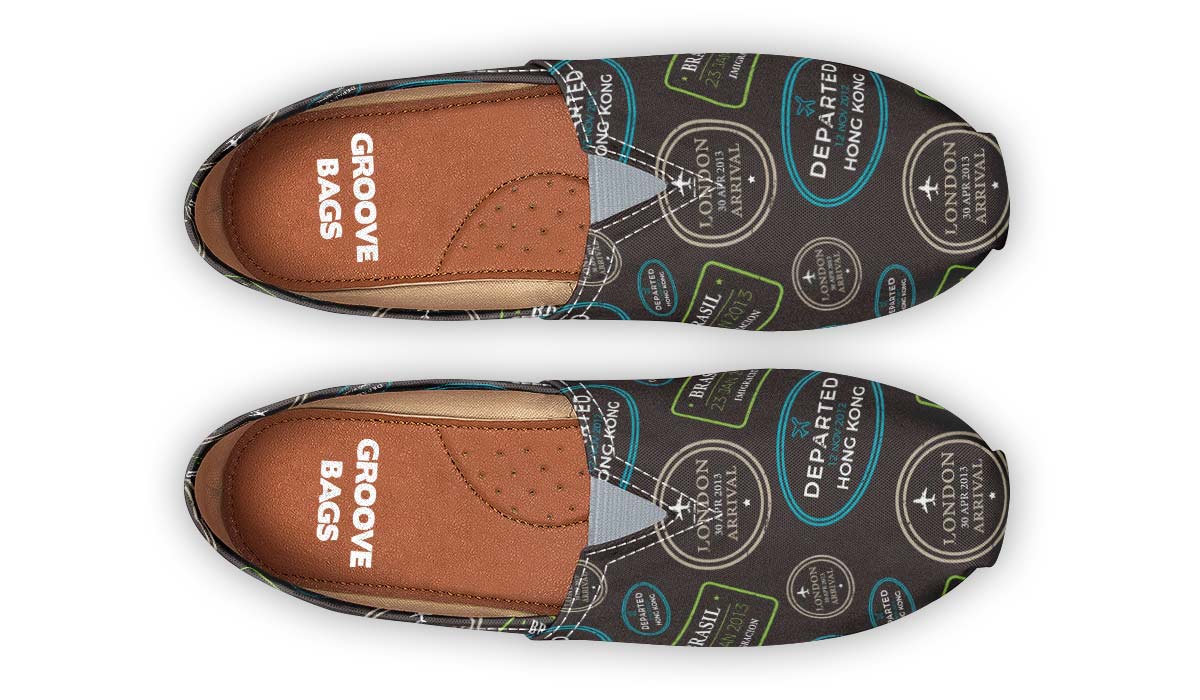 Passport Stamps Pattern Casual Shoes
