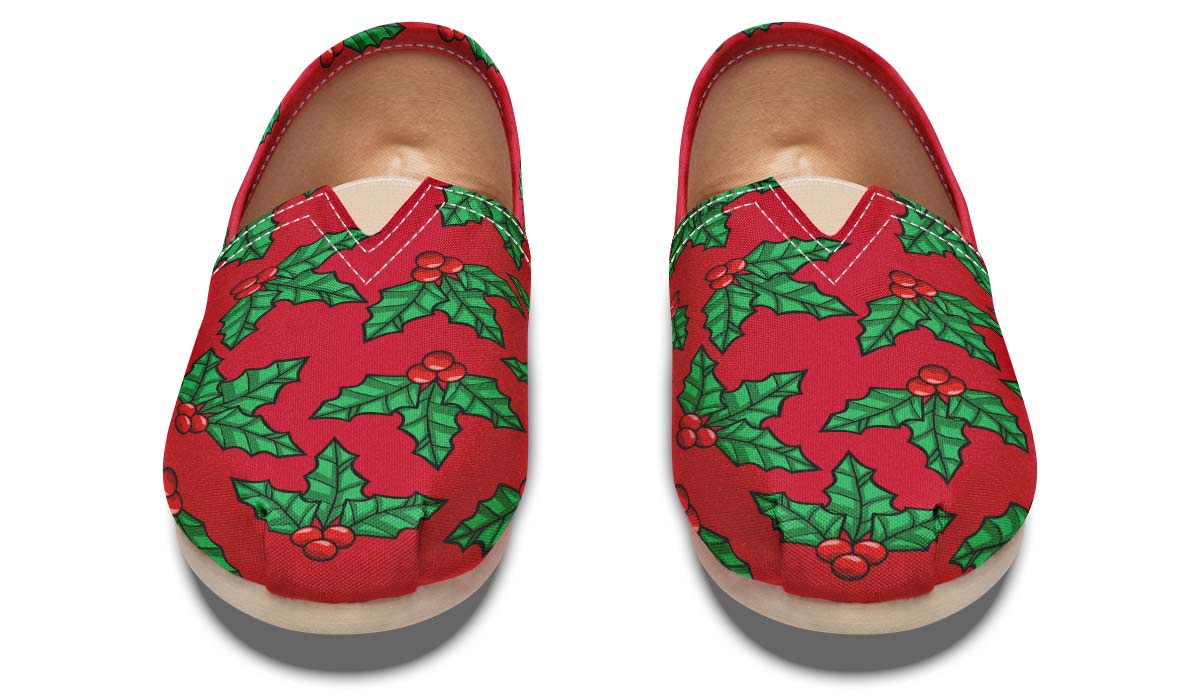 Red And Green Mistletoe Casual Shoes