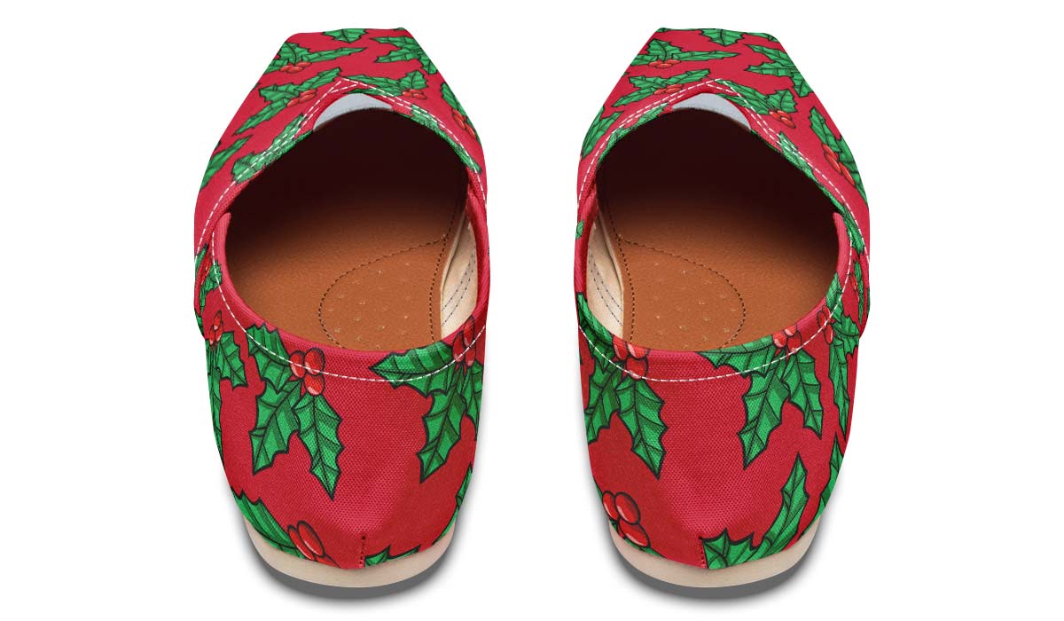 Red And Green Mistletoe Casual Shoes