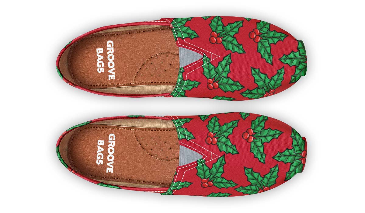 Red And Green Mistletoe Casual Shoes