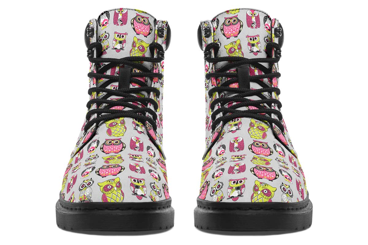 Colorful Owl Pattern Classic Vibe Boots
