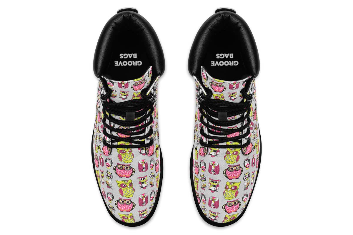 Colorful Owl Pattern Classic Vibe Boots