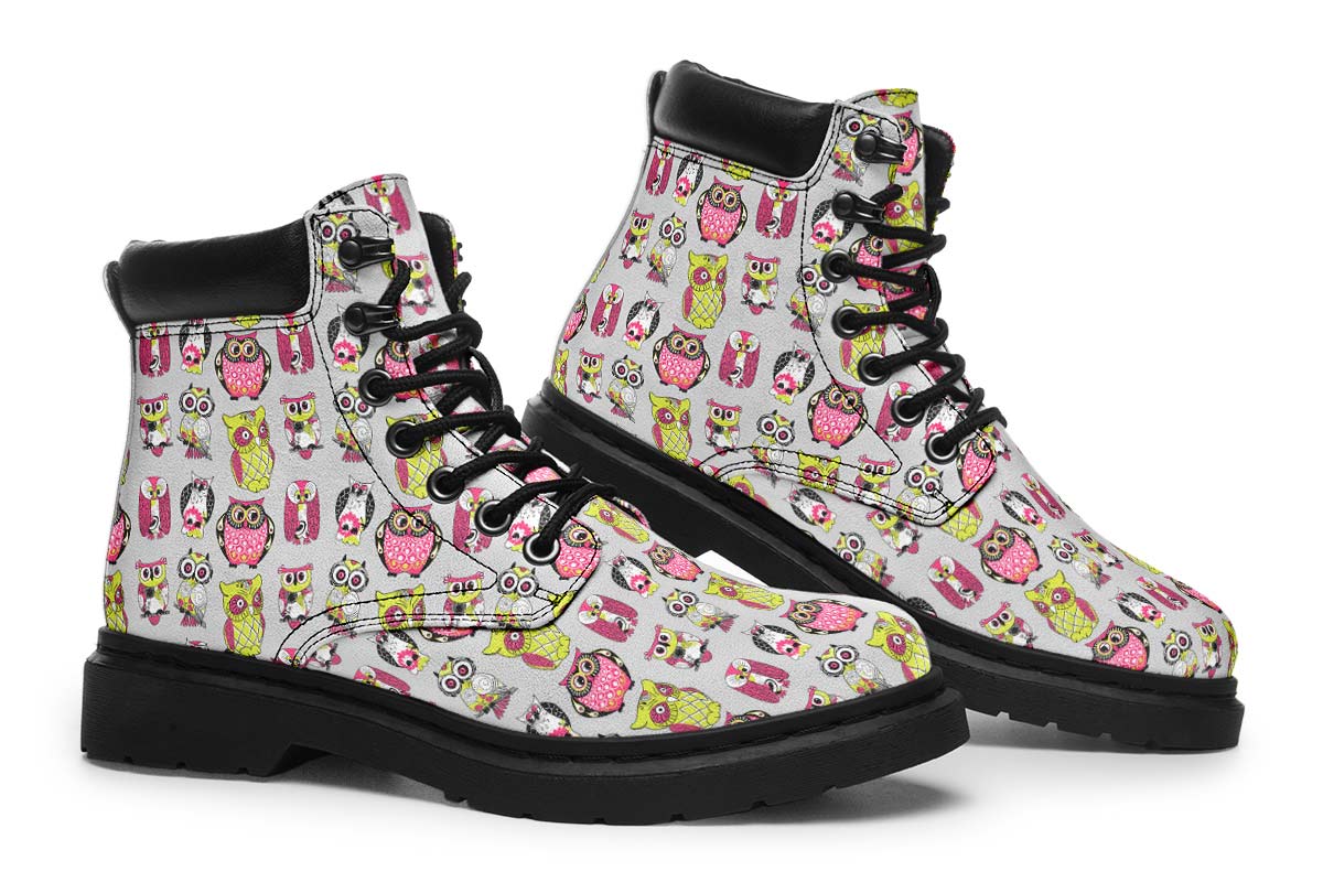 Colorful Owl Pattern Classic Vibe Boots