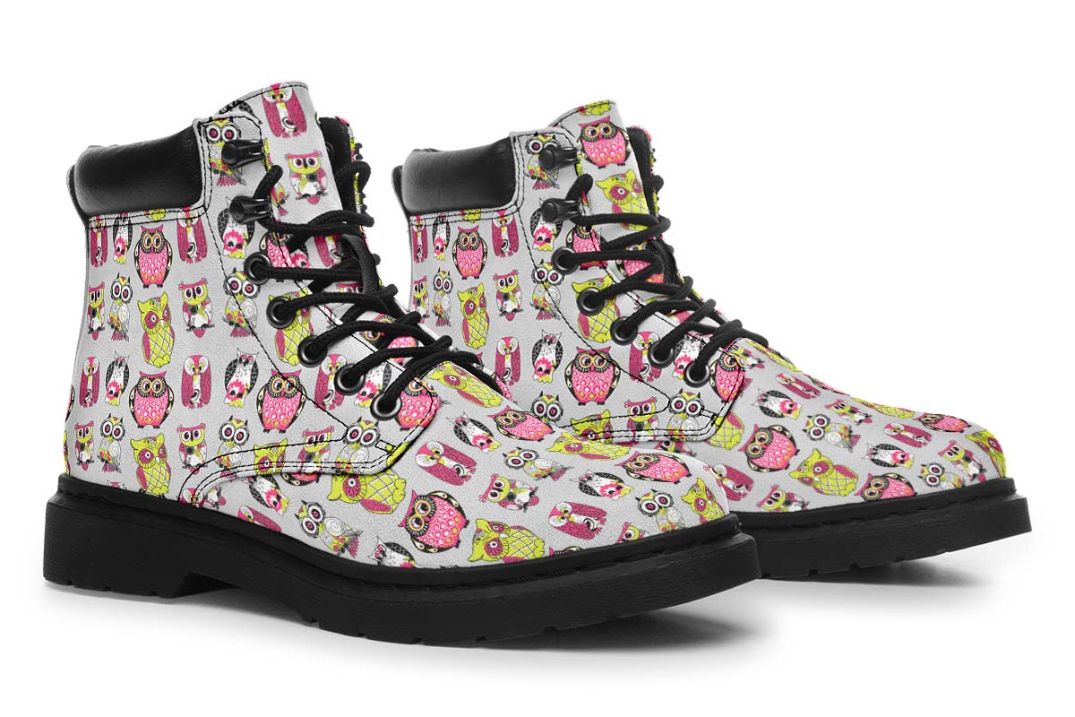 Colorful Owl Pattern Classic Vibe Boots