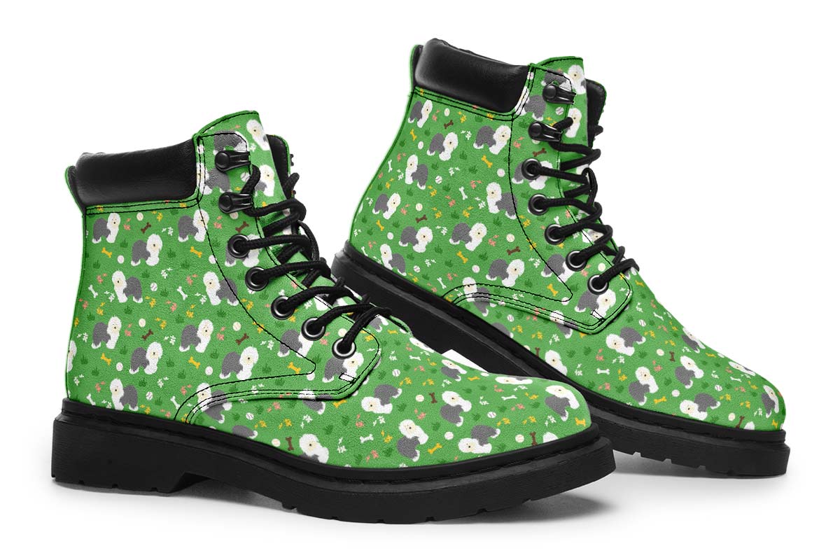 Playful Old English Sheepdog Classic Vibe Boots