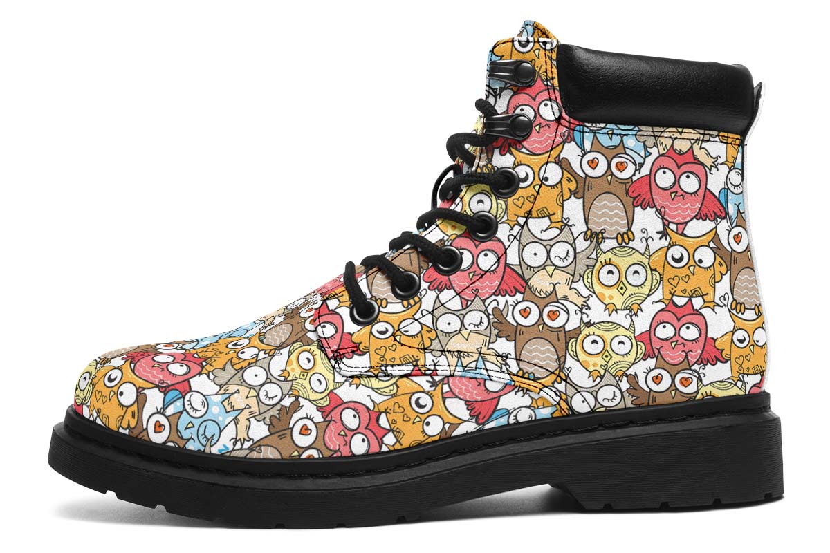 Silly Owl Pattern Classic Vibe Boots