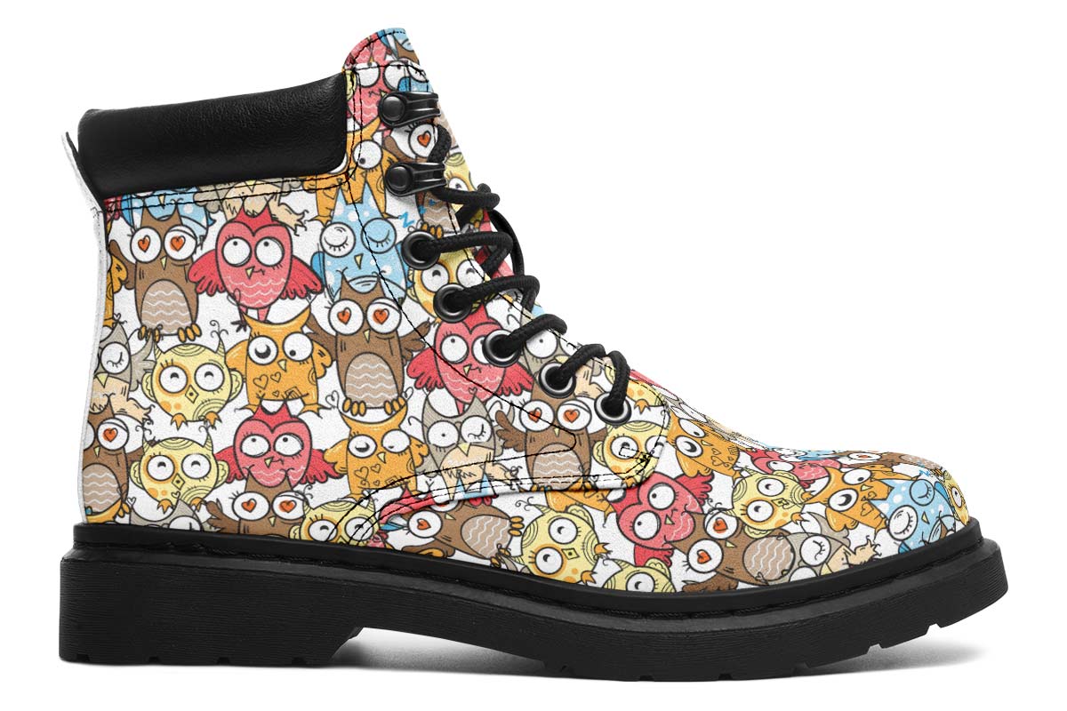 Silly Owl Pattern Classic Vibe Boots