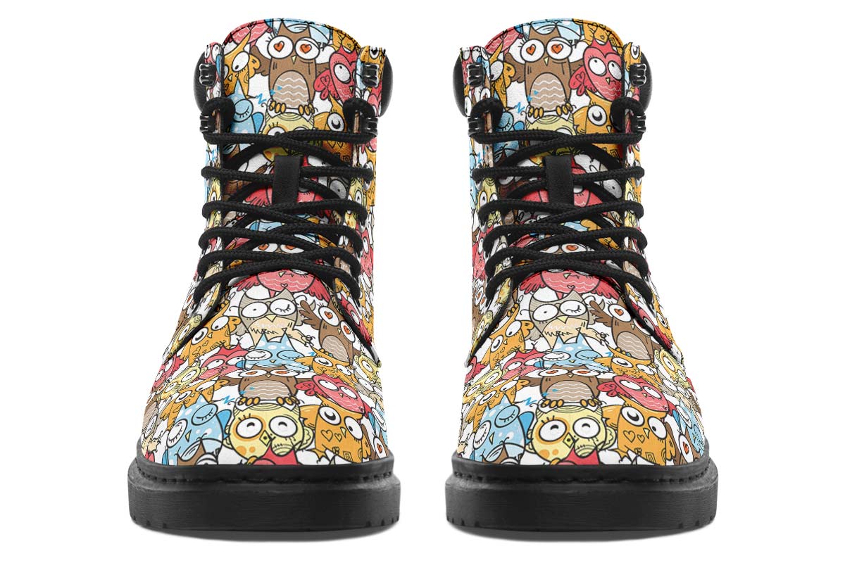 Silly Owl Pattern Classic Vibe Boots