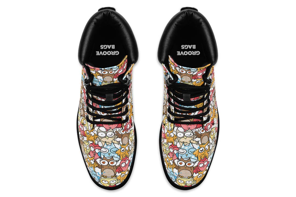 Silly Owl Pattern Classic Vibe Boots
