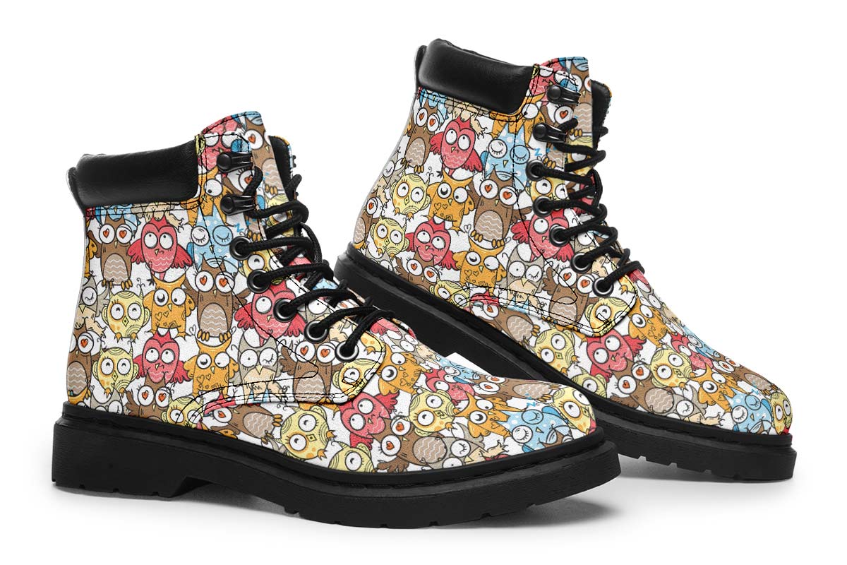 Silly Owl Pattern Classic Vibe Boots