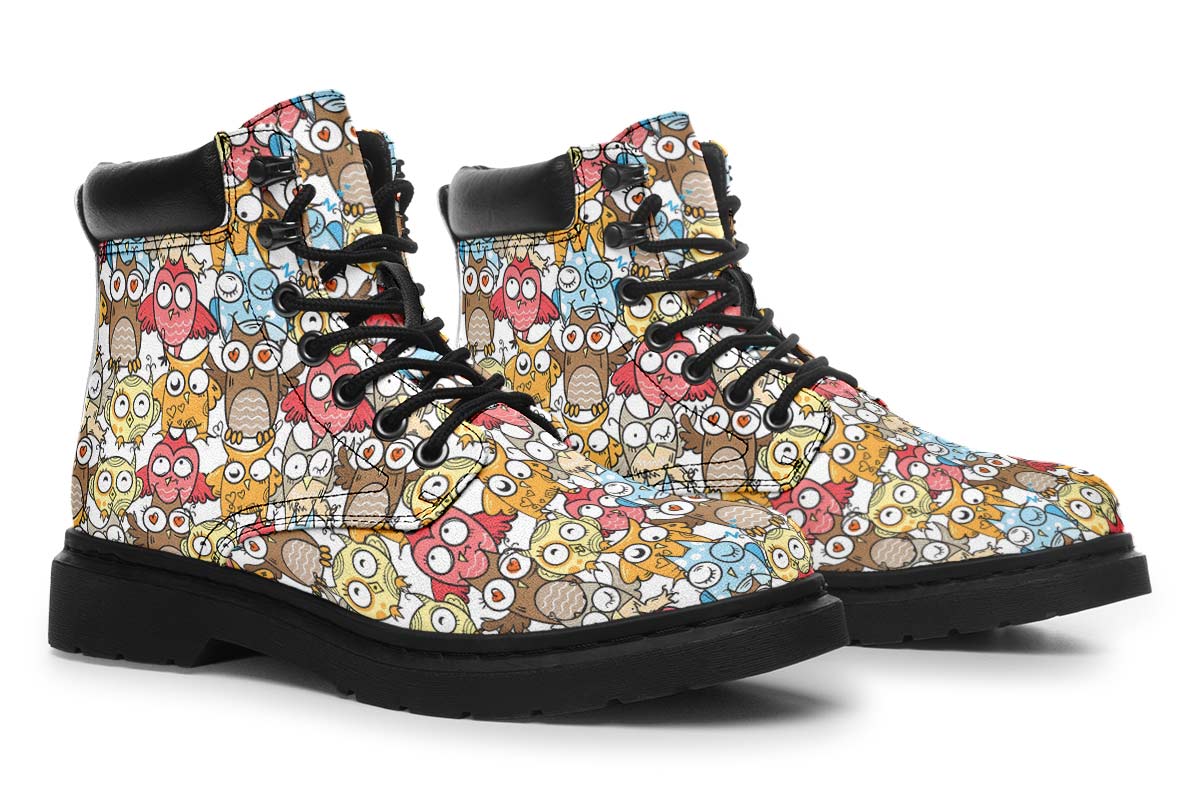 Silly Owl Pattern Classic Vibe Boots